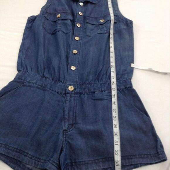 True Religion Sleeveless Denim Utility Jumpsuit Romper Size X-Small - Picture 5 of 8